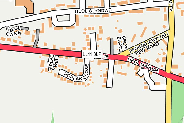 LL11 3LP map - OS OpenMap – Local (Ordnance Survey)
