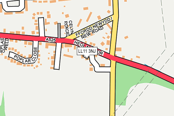 LL11 3NJ map - OS OpenMap – Local (Ordnance Survey)