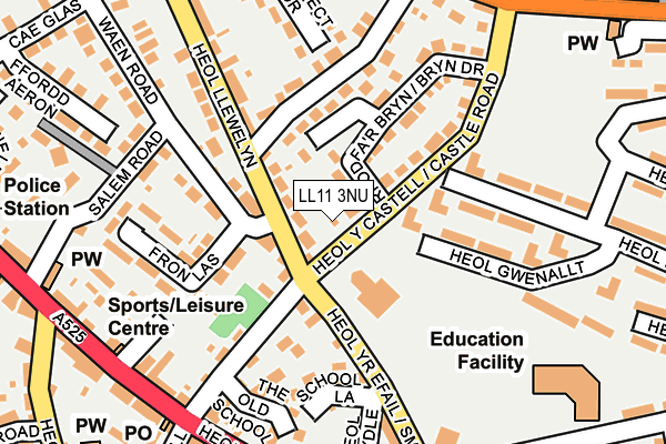 LL11 3NU map - OS OpenMap – Local (Ordnance Survey)