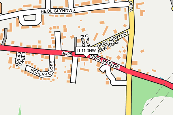 LL11 3NW map - OS OpenMap – Local (Ordnance Survey)
