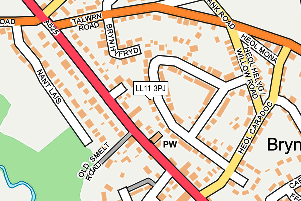LL11 3PJ map - OS OpenMap – Local (Ordnance Survey)