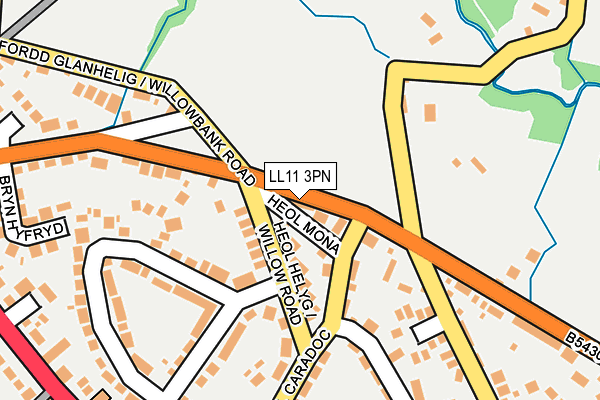 LL11 3PN map - OS OpenMap – Local (Ordnance Survey)