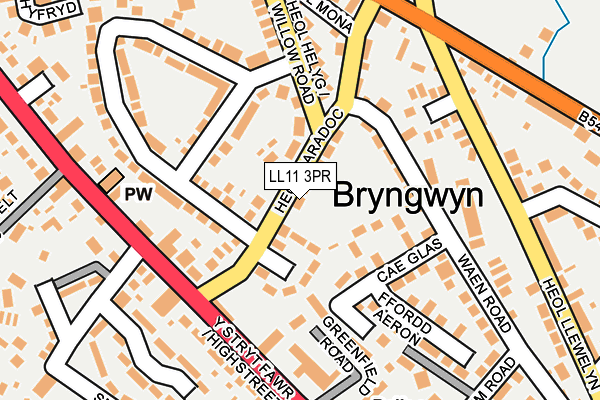 LL11 3PR map - OS OpenMap – Local (Ordnance Survey)