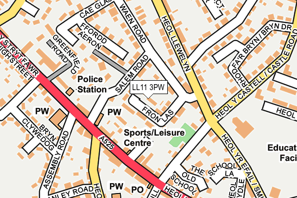 LL11 3PW map - OS OpenMap – Local (Ordnance Survey)