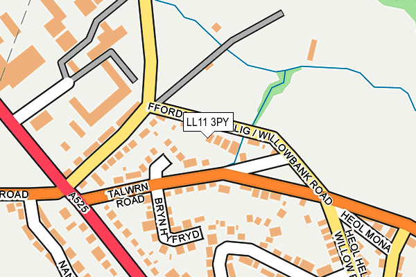 LL11 3PY map - OS OpenMap – Local (Ordnance Survey)