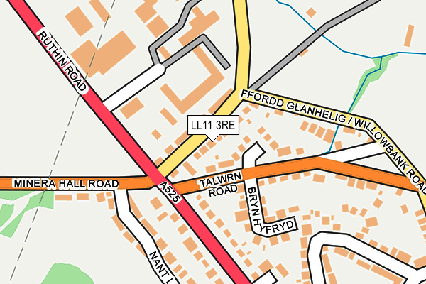 LL11 3RE map - OS OpenMap – Local (Ordnance Survey)