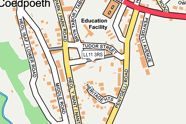 LL11 3RS map - OS OpenMap – Local (Ordnance Survey)