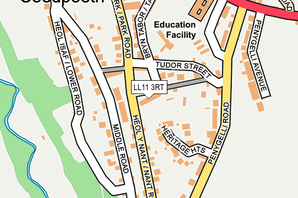 LL11 3RT map - OS OpenMap – Local (Ordnance Survey)
