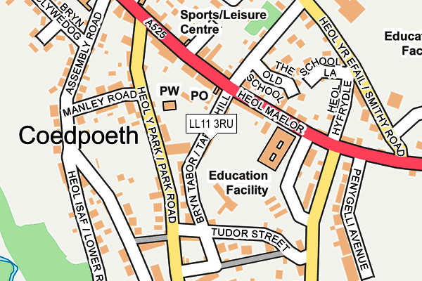 LL11 3RU map - OS OpenMap – Local (Ordnance Survey)