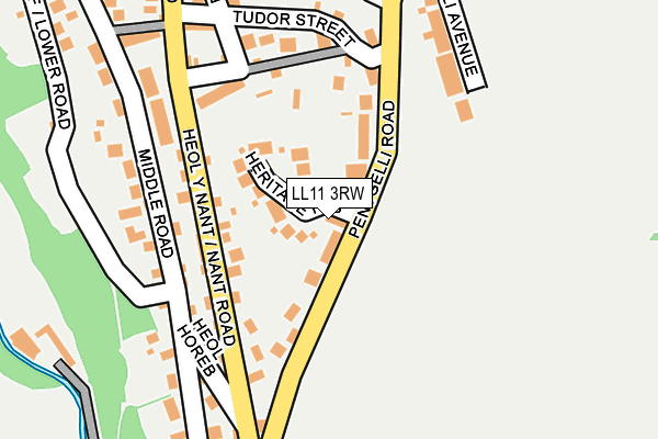 LL11 3RW map - OS OpenMap – Local (Ordnance Survey)