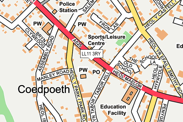 LL11 3RY map - OS OpenMap – Local (Ordnance Survey)