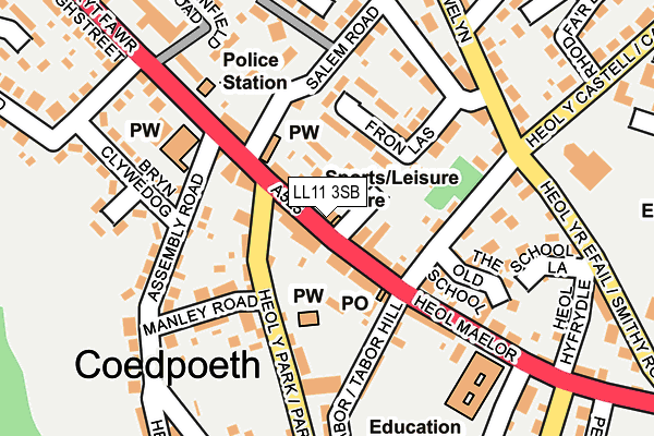 LL11 3SB map - OS OpenMap – Local (Ordnance Survey)