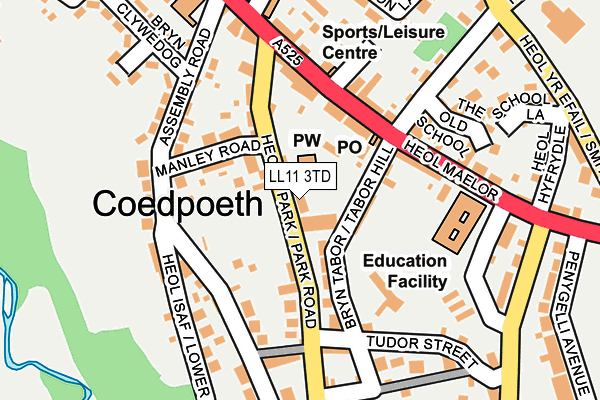 LL11 3TD map - OS OpenMap – Local (Ordnance Survey)