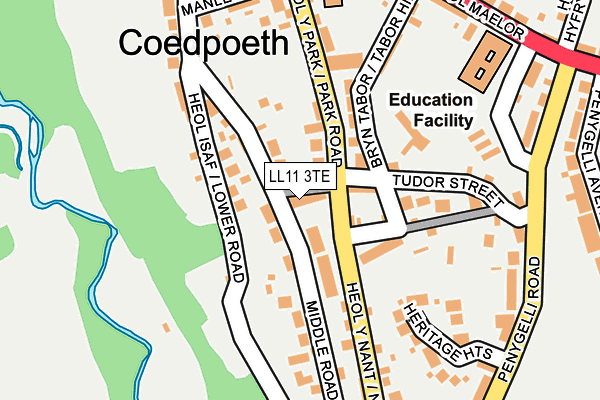 LL11 3TE map - OS OpenMap – Local (Ordnance Survey)