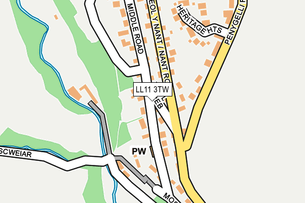 LL11 3TW map - OS OpenMap – Local (Ordnance Survey)