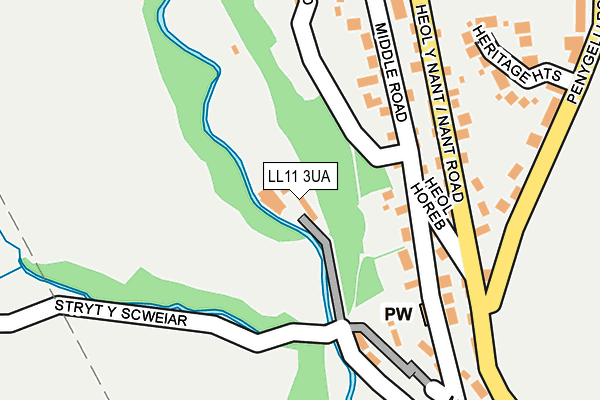 LL11 3UA map - OS OpenMap – Local (Ordnance Survey)