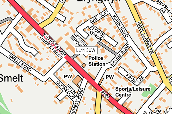 LL11 3UW map - OS OpenMap – Local (Ordnance Survey)