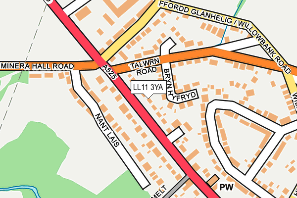 LL11 3YA map - OS OpenMap – Local (Ordnance Survey)