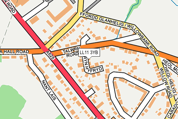 LL11 3YB map - OS OpenMap – Local (Ordnance Survey)