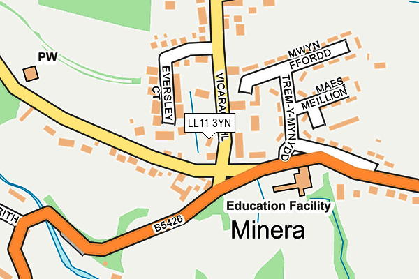 LL11 3YN map - OS OpenMap – Local (Ordnance Survey)