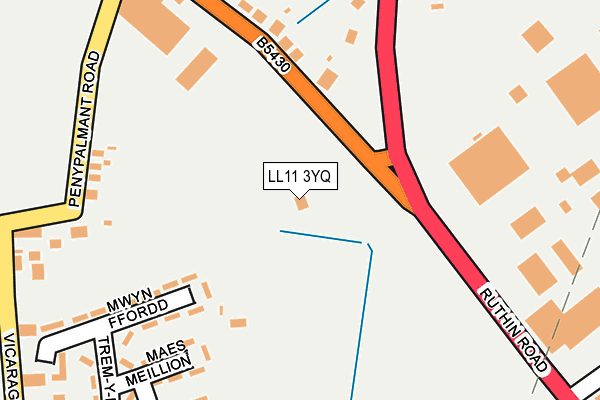 LL11 3YQ map - OS OpenMap – Local (Ordnance Survey)