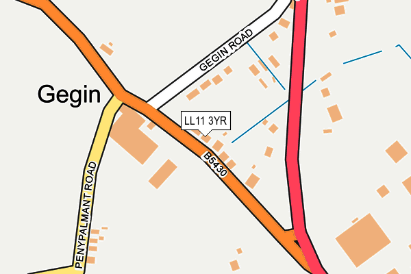 LL11 3YR map - OS OpenMap – Local (Ordnance Survey)