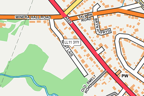 LL11 3YY map - OS OpenMap – Local (Ordnance Survey)