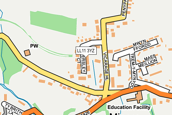 LL11 3YZ map - OS OpenMap – Local (Ordnance Survey)