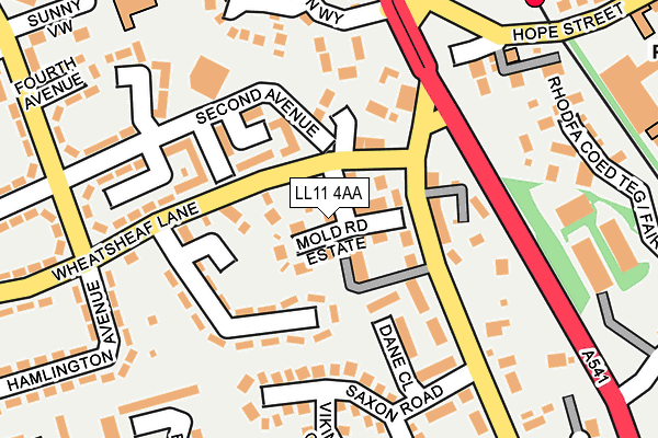 LL11 4AA map - OS OpenMap – Local (Ordnance Survey)