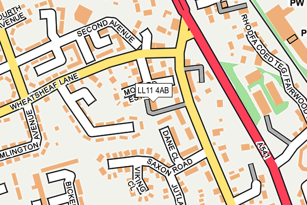 LL11 4AB map - OS OpenMap – Local (Ordnance Survey)