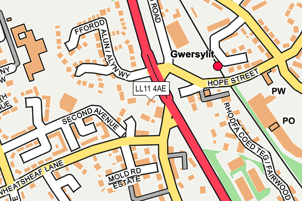 LL11 4AE map - OS OpenMap – Local (Ordnance Survey)