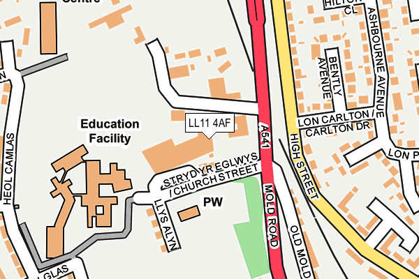 LL11 4AF map - OS OpenMap – Local (Ordnance Survey)
