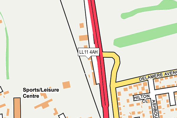 LL11 4AH map - OS OpenMap – Local (Ordnance Survey)