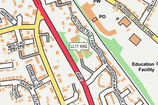LL11 4AQ map - OS OpenMap – Local (Ordnance Survey)