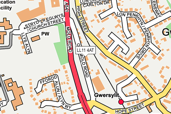 LL11 4AT map - OS OpenMap – Local (Ordnance Survey)