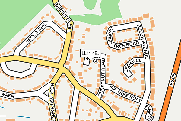 LL11 4BJ map - OS OpenMap – Local (Ordnance Survey)
