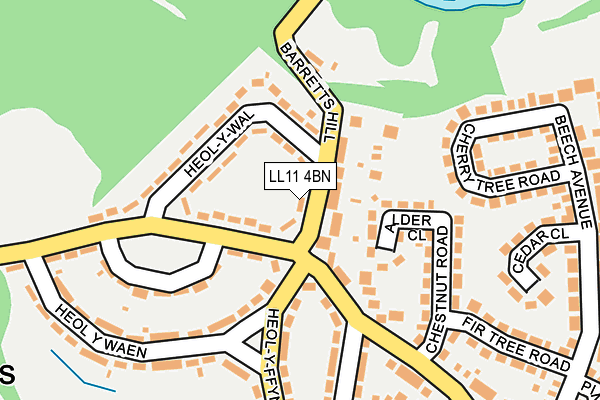 LL11 4BN map - OS OpenMap – Local (Ordnance Survey)