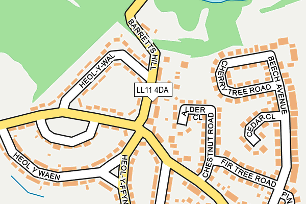 LL11 4DA map - OS OpenMap – Local (Ordnance Survey)