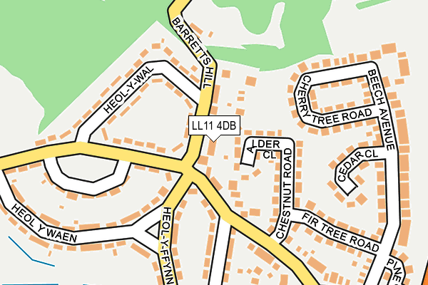 LL11 4DB map - OS OpenMap – Local (Ordnance Survey)