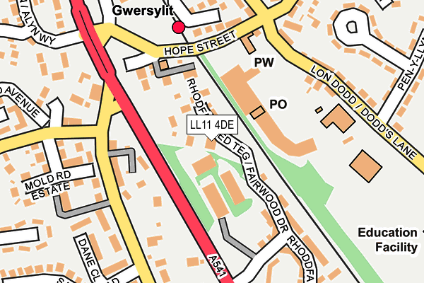 LL11 4DE map - OS OpenMap – Local (Ordnance Survey)