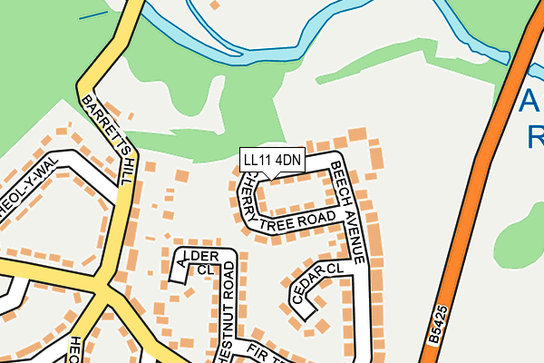 LL11 4DN map - OS OpenMap – Local (Ordnance Survey)