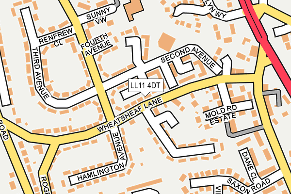 LL11 4DT map - OS OpenMap – Local (Ordnance Survey)
