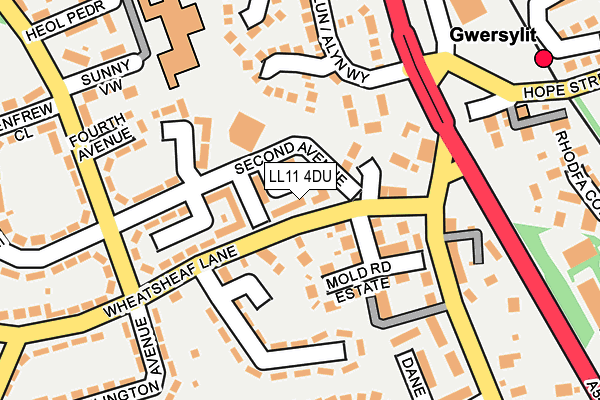 LL11 4DU map - OS OpenMap – Local (Ordnance Survey)