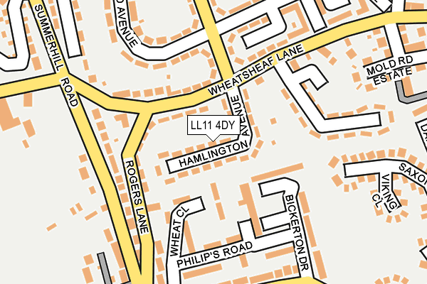 LL11 4DY map - OS OpenMap – Local (Ordnance Survey)