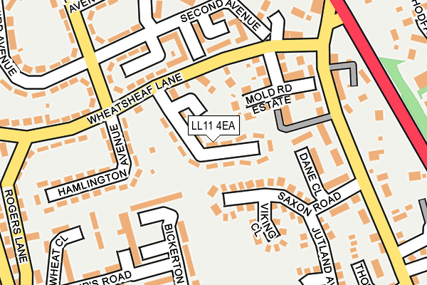 LL11 4EA map - OS OpenMap – Local (Ordnance Survey)