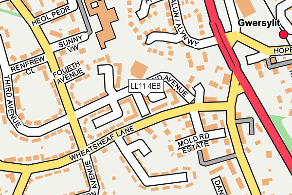 LL11 4EB map - OS OpenMap – Local (Ordnance Survey)