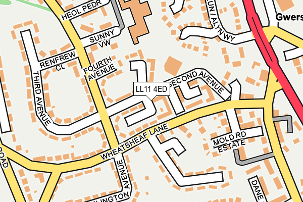 LL11 4ED map - OS OpenMap – Local (Ordnance Survey)