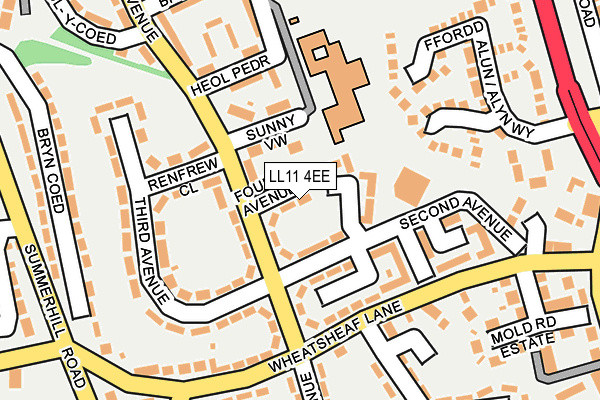 LL11 4EE map - OS OpenMap – Local (Ordnance Survey)