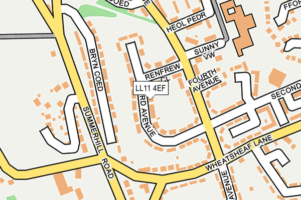 LL11 4EF map - OS OpenMap – Local (Ordnance Survey)