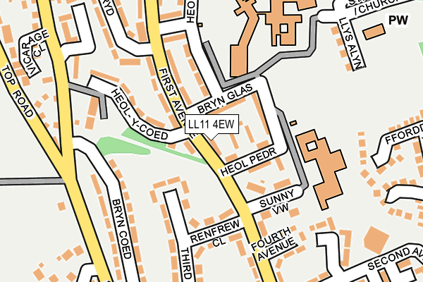 LL11 4EW map - OS OpenMap – Local (Ordnance Survey)